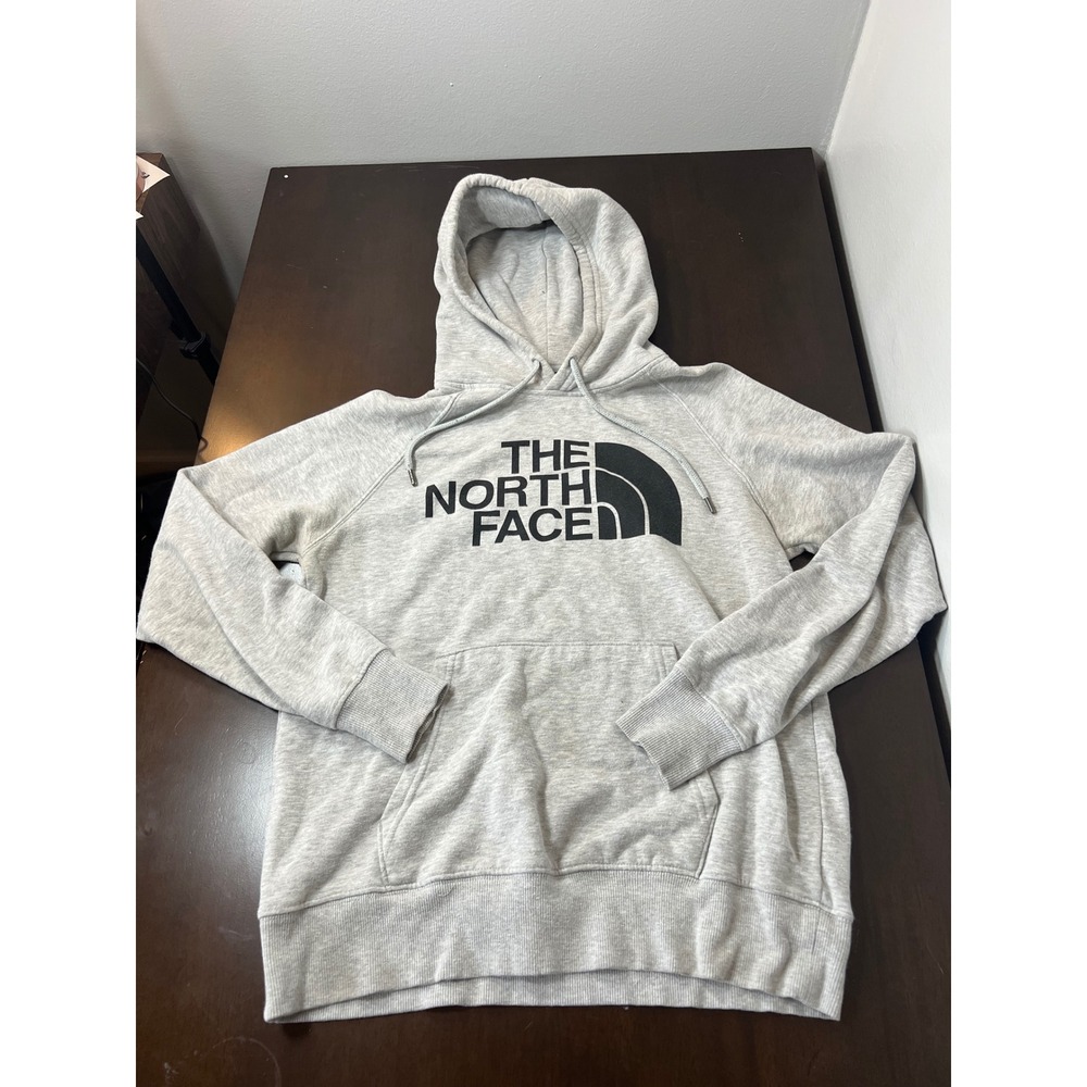 The North Face Womens Half Dome Pullover Hoodie Grey Heather Logo Small